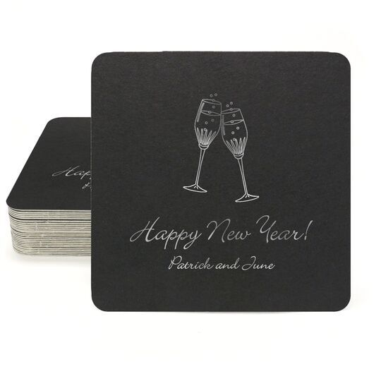 Champagne Crystal Toast Square Coasters